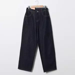 [신세계라이브쇼핑][옷자락] 여성 생지 데님 와이드 세미 배기 청바지 진청색 봄용
