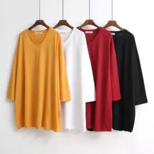 롱티 오버핏 9부티 브이넥 가을 여자티 중년 큰옷 임부복 엄마옷 마담복