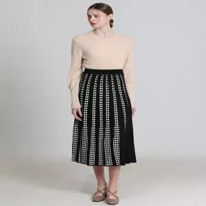 [머스트비][머스트비(MUSTBE)] 다이아 니트 주름 스커트 (택가격 98000원)