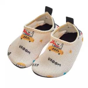 어린이 아쿠아슈즈 메쉬 소재 자동차 꽃 패턴 미끄럼방지 밑창 물놀이 해변 수영장용