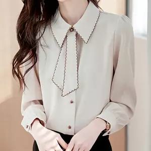 [패션시그널]지그문 스티치 스카프 블라우스 FS003303