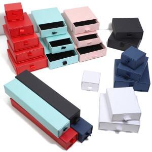 크래프트 종이 서랍 보석 포장 상자, 인사 카드 목걸이 팔찌 선물 디스플레이 케이스 상자, 골판지 보석 보