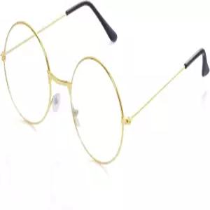 할머니 드레스업 코스프레 액세서리를 위한 Hmmxpls 노인 코스튬 안경 골드 라운드 산타 클리어 렌즈