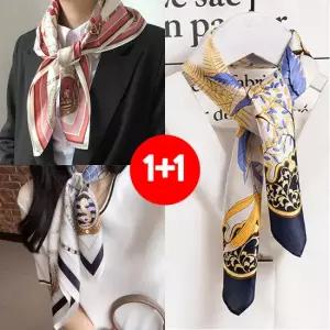 [2종세트] 데일리 미니 쁘띠 스카프 여성 실크 사각 스카프 30종