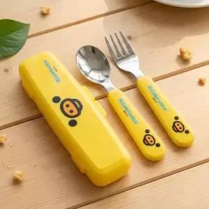 [골드스마일]키이로이토리 얼굴 큐티 스푼 숟가락 포크 케이스 세트