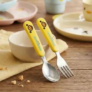 [골드스마일]어린이 키이로이토리 얼굴 미니 숟가락 스푼 포크 세트