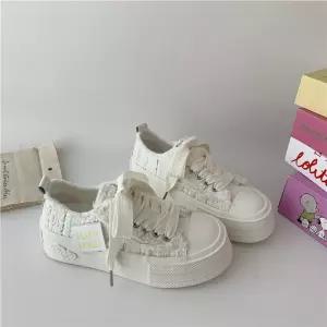 EAMT 여자 캔버스화 바콘 가을 로우 슬립온 밸리 스트리트 슈즈 리틀 화이트 YJ3