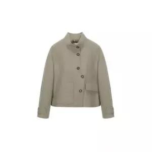 발렌시아 하이넥 언발란스 단추 울 자켓 24AMJ22