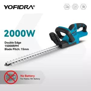 충전식 전동 함석가위 YOFIDRA 2000W 15000RPM 전기 울타리 트리머 무선 잔디 깎는 기계 전정기 마키타 배