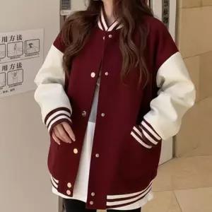 [라일리여성의류] Rly 배색 기모안감 캐주얼 여성 베이직 야구점퍼 LK