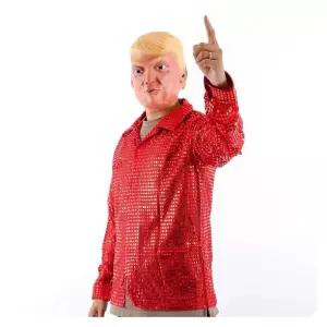 반짝이셔츠 성인레드 스팡클행사용 반짝이상의 파티 파티복 반짝이의상 무대의상