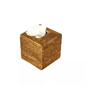 미얀마 라탄 정사각티슈박스통 티슈함 휴지 티슈 수공예 케이스 휴지리