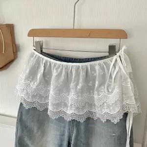 (쓰러담아) 레이스 레이어드 스커트 힙 커버 랩레깅스스커트 치마 밴딩 랩스커트 패션소품 청바지