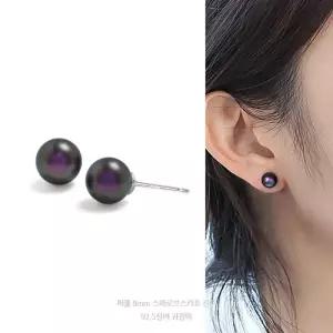 8mm 퍼플 오스트리아 크리스탈 제작 진주 92.5실버 귀걸이