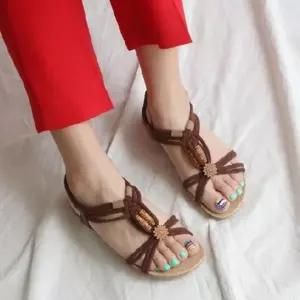 [에이치플러스몰]여성 스트랩 샌들 비즈 장식 샌들 신발 255 260