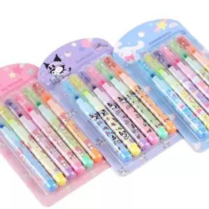 산리오 스팽글 별 형광펜 6색세트(6개)다이어리 컬러 데코 다이어리 학생 사무용 문구용 팬시용