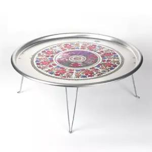 밥상 다과상 술상 찻상 옛날 양은 교자상 62CM은원형 레트로 은발상 접이식 원형은