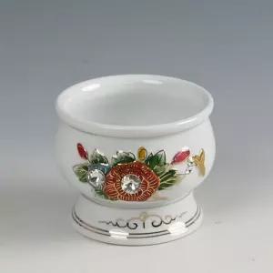 백자 큐빅목단 도자기 향로(소소) 꽂이 홀더도기 제수용품 제수용 장식소품 인테리어 받침대