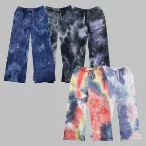 시원한 그라데이션 데일리 오로라 나염 주름통바지플리츠 팬츠여성 롱바지 휴가 바캉스 여행 가벼운 체형커