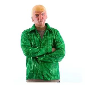 반짝이셔츠 성인그린 스팡클반짝이상의 파티 행사 반짝이 트로트복장 반짝이의상