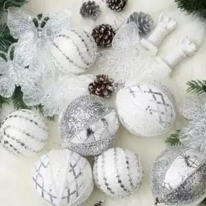 크리스마스 트리 반짝 수제 장식볼 오너먼트세트 (실버02) 소품 트리볼 장식품 꾸미기 고급