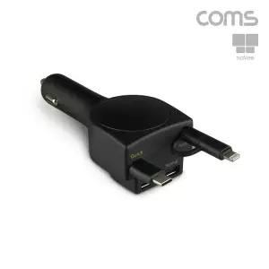 Coms 나비 카차저 차량용 롤러블 멀티 고속 충전기 33W 4포트 스마트폰 자동감김 깔끔한디자인 다용도 무선