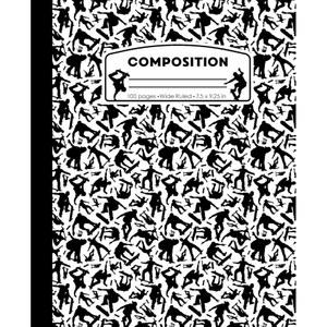 [미국배송] 구성: 소년용 스케이트보드 흰색 및 검은색 대리석 구성 노트. 스케이터 와이드 룰 야구 북 7.5 X 9.25인치 100페이지 ... 초등학생 교사