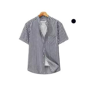 [하프클럽/]스트라이프 데님 236 차이나 반팔 셔츠 CKST6422