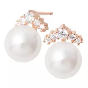 크라운 14K 골드필드 핀 왕관 큐빅 진주 결혼식 혼주 스터드 귀걸이