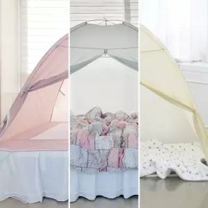 원터치 난방 방풍 텐트 중 더블 2인거실용 실내 침대용 겨울용 비절약 방한 2인