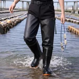 낚시 허벅지 고무 장화 해루질 갯벌 모내기 갯바위 농사 어부 수산 시장 물 방수 웨이더 논슬립 미끄럼방지