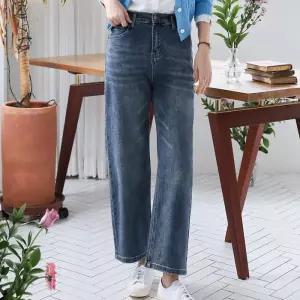 여자 세미배기 통팬츠 뒷밴딩 캣워싱 봄 청바지