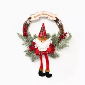 크리스마스 원형 벽장식 도어소품 (리스 산타) 트리 장식용 걸이품 트리용 가정용 파티 홈파티 인테리어 데