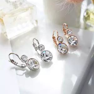 오스트리아 크리스탈크리스탈 투써클 고리귀걸이-크리스탈