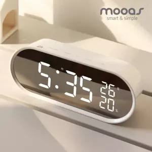 [무아스] 거울 LED탁상시계 온도 습도 팝미러클락 빅 모음