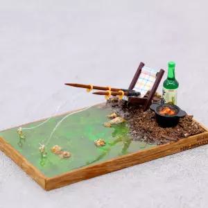미니어쳐 소품 민물 강 낚시 세트 색상 랜덤 납골당꾸미기