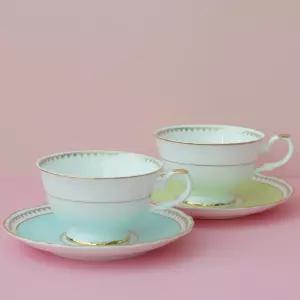 한국도자기 로얄 페일블루&애플그린 커피잔세트 2(4)PCS