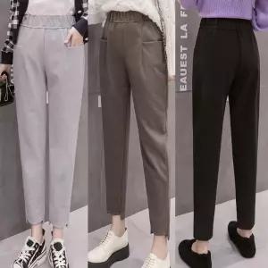고급 WOOL 모직캐주얼슬랙스 슬림핏 겨울 여성 기모바지 팬츠