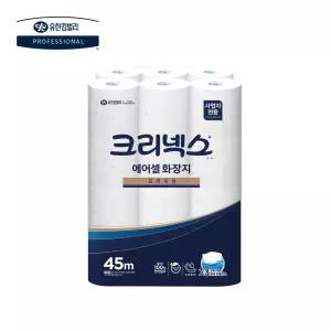 물에 잘 녹는 크리넥스 에어셀 프리미엄 화장지 45m 24롤/천연펄프 무형광 두루마리 휴지 45090-01