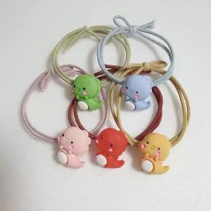 얌뚱이 아기공룡5개 칼라 머리끈 팔찌 헤어 밴드 귀여운 방울 고탄력밴드 선물 예쁜