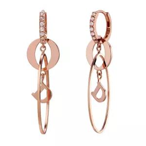 14K 귀걸이 원터치 드롭 롱 큐빅 라운드 디