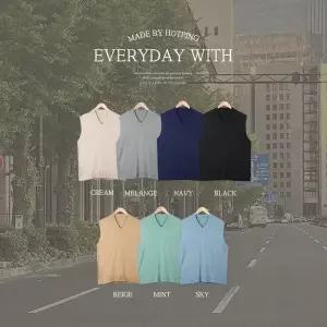 핫핑 [사계절템/탄탄함] 메종드 브이넥 루즈핏 니트조끼