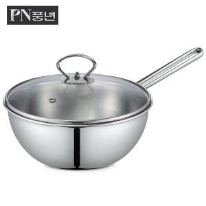 PN 위더스 미니팟 편수20 스텐냄비 유리뚜껑 통3중 궁중팬 인덕션겸용 손잡이냄비 볶음팬