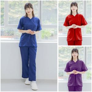 앞치마와가운 남녀공용 반팔 상하의 세트 간호복 수술복 물리치료사 병원 유니폼  AGMM01