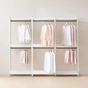 동서가구 시몬 시스템 철제 드레스룸 2400 2단 행거 세트 DF924840