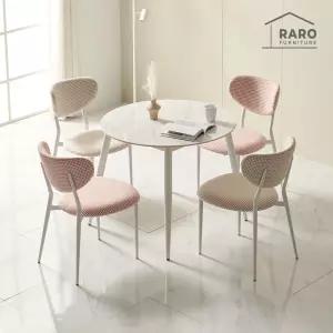 [/착불배송] 비오뜨 900 유광 원형 포세린 통 세라믹 식탁 세트 (식탁+의자4)