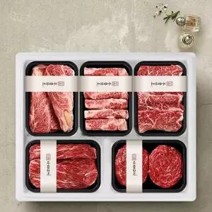 [투뿔한소] 한우 1++등급 구이정육모듬 선물세트 4호 1.5kg (등심300g+업진살300g+보섭살300g+국거리300g+