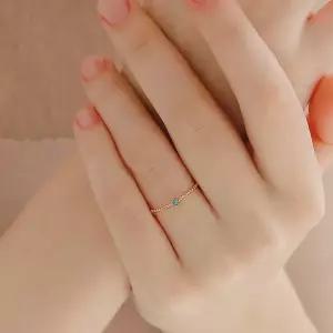 제이로렌 미니 터키석 로즈골드 원석 반지 R0648