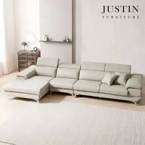 헤이든 천연면피 통가죽 6인 카우치 소파