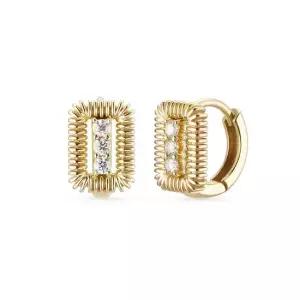 14k 모이사나이트 오블롱 텍스쳐 링귀걸이